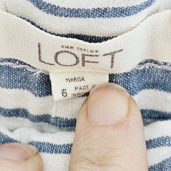 Loft Striped Linen Blend Pants Pockets Straight-Leg Women's Size 6 NWOT Beach - Picture 3 of 4